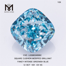 5.13CT VS1 EX VG CUSHION BLUE 5ct blue diamond lab created CVD
