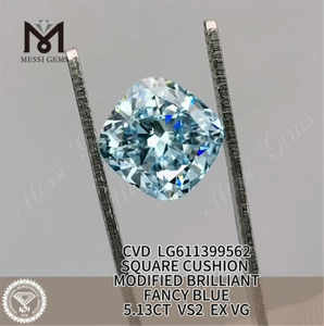 5.13CT FANCY BLUE VS2 SQUARE Loose Grown Diamond CVD LG611399562 