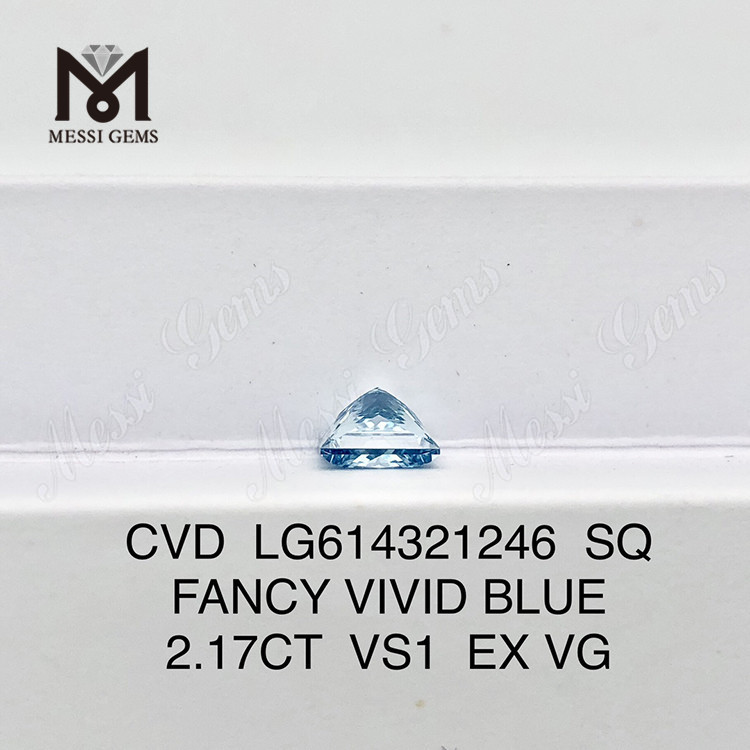 2.17CT SQ FANCY VIVID BLUE lab engineered diamonds VS1 LG614321246丨Messigems