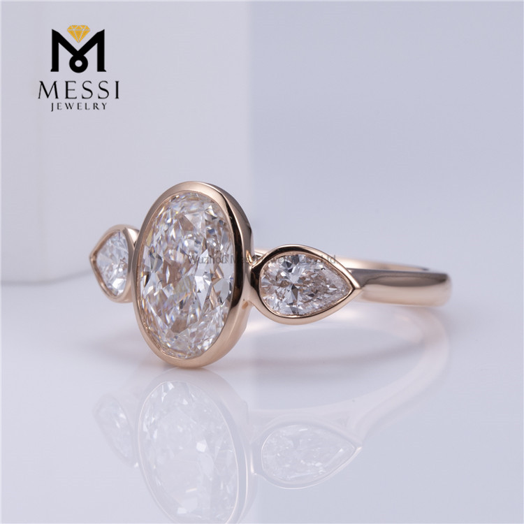 9.03*6.14mm OVAL IGI Lab Diamond Bezel Set Laboratory Diamond Engagement Rings