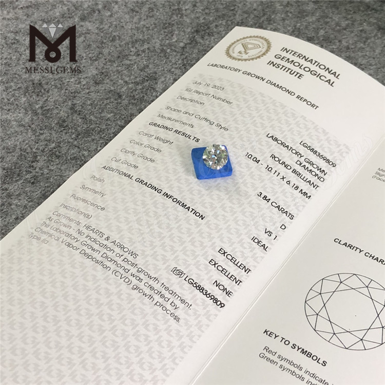 3.84ct IGI certification diamond D VS1 CVD diamond Crafting Unique Jewelry 丨Messigems LG588369809