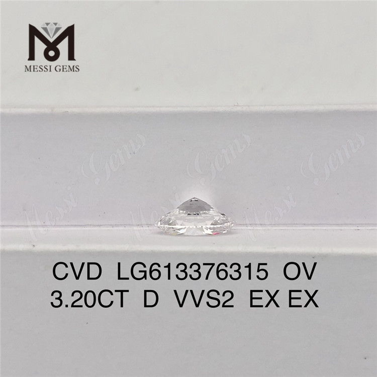 3.20ct D VVS2 CVD 3CT Lab ovale Creato Diamond LG613376315 丨 Messigems