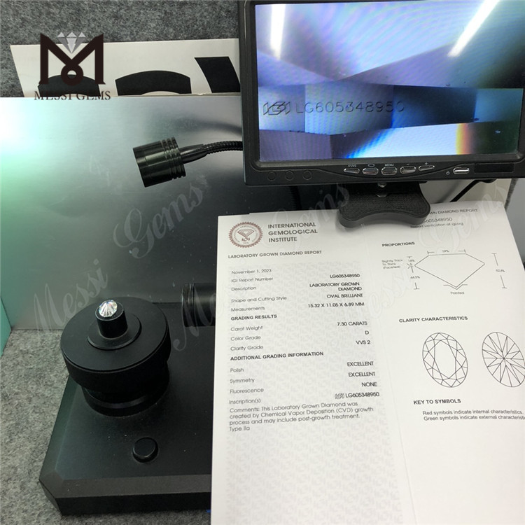 7.30CT Diamond Lab OV VVS2 D colour CVD LG605348950丨Messigems