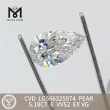 5.18CT Pear Cut Simulated Diamond E VVS2 EX VG CVD LG566325974丨Messigems 