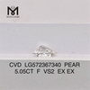 5.05ct Pear F VS2 EX EX CVD LAB MADE DIAMOND LG572367340