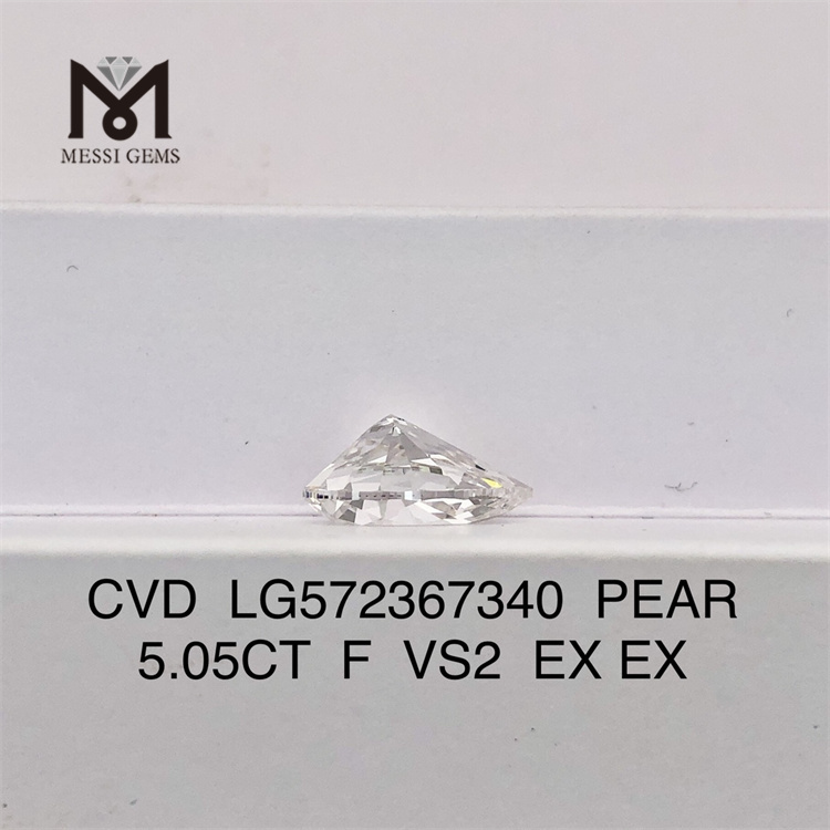 5.05ct Pear F VS2 EX EX CVD LAB MADE DIAMOND LG572367340