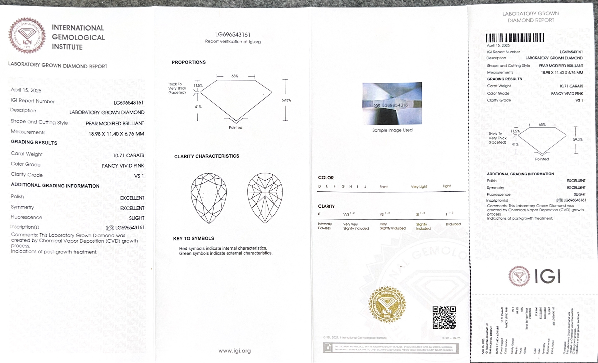 10.71ct fancy pink pear igi simulated diamond