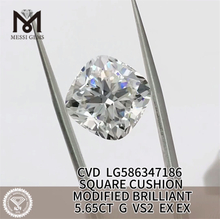 5.65CT G VS2 SQUARE CUSHION MODIFIED BRILLIANT simulated diamonds CVD LG586347186 