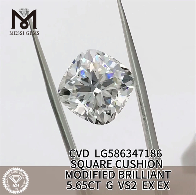 5.65CT G VS2 SQUARE CUSHION MODIFIED BRILLIANT simulated diamonds CVD LG586347186 