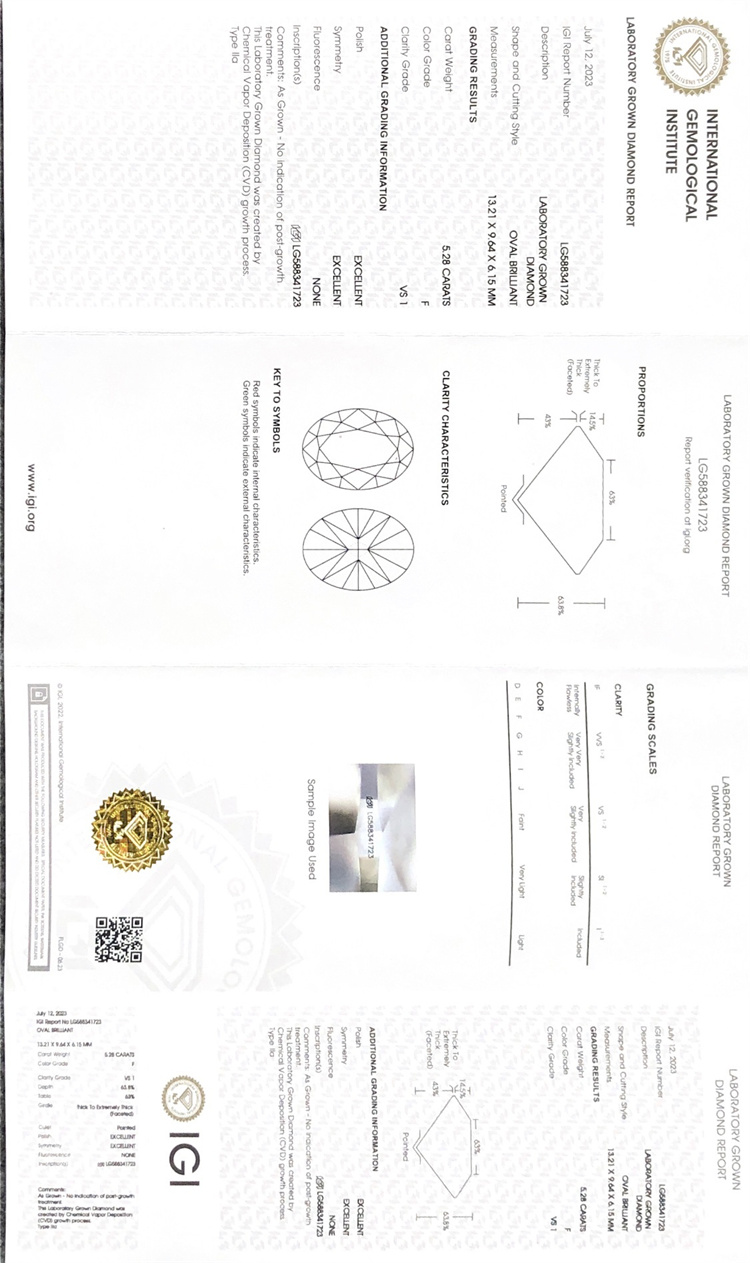5.28ct vs ov simulated diamonds igi