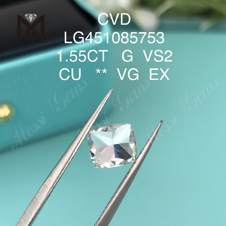 1.55 Carat Cushion Brilliant G VS2 CVD lab diamonds