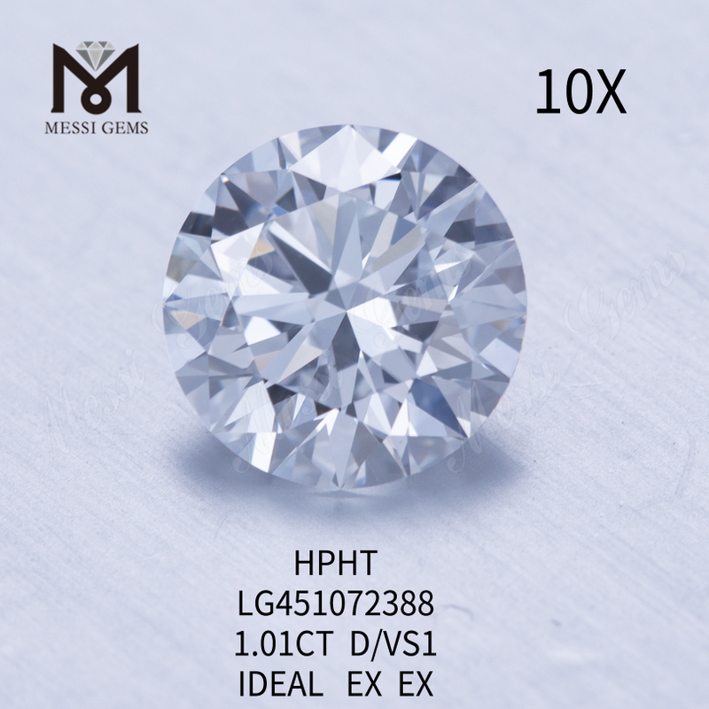 1.01 ct D VS1 Round IDEL Cut Grade lab grown diamond HPHT