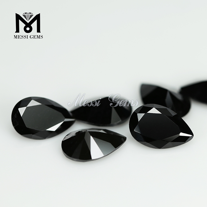 Wholesale price pear cut 8x12mm black cubic zirconia stones 