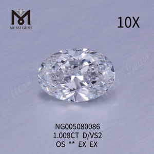 OVAL D loose lab grown diamond 1.008ct VS2