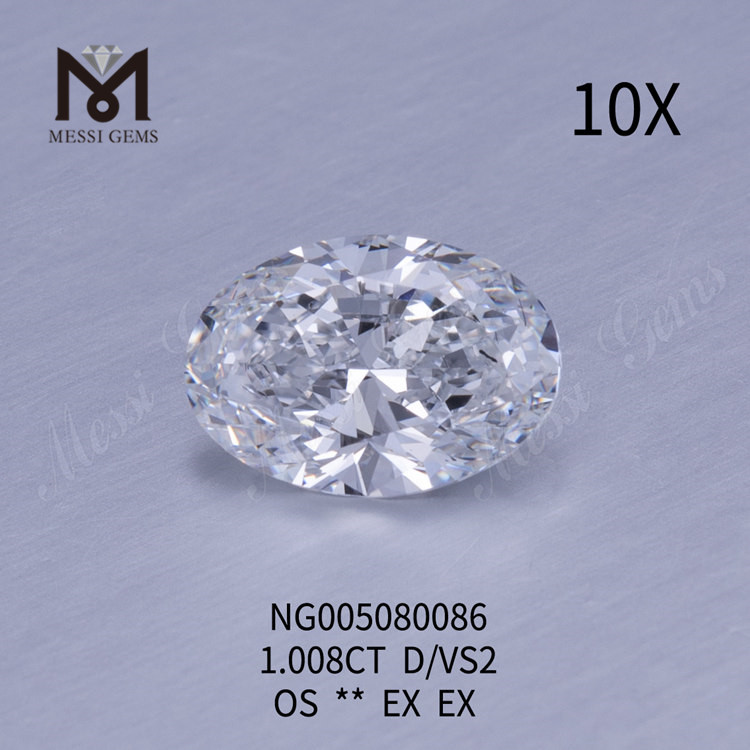 OVAL D loose lab grown diamond 1.008ct VS2