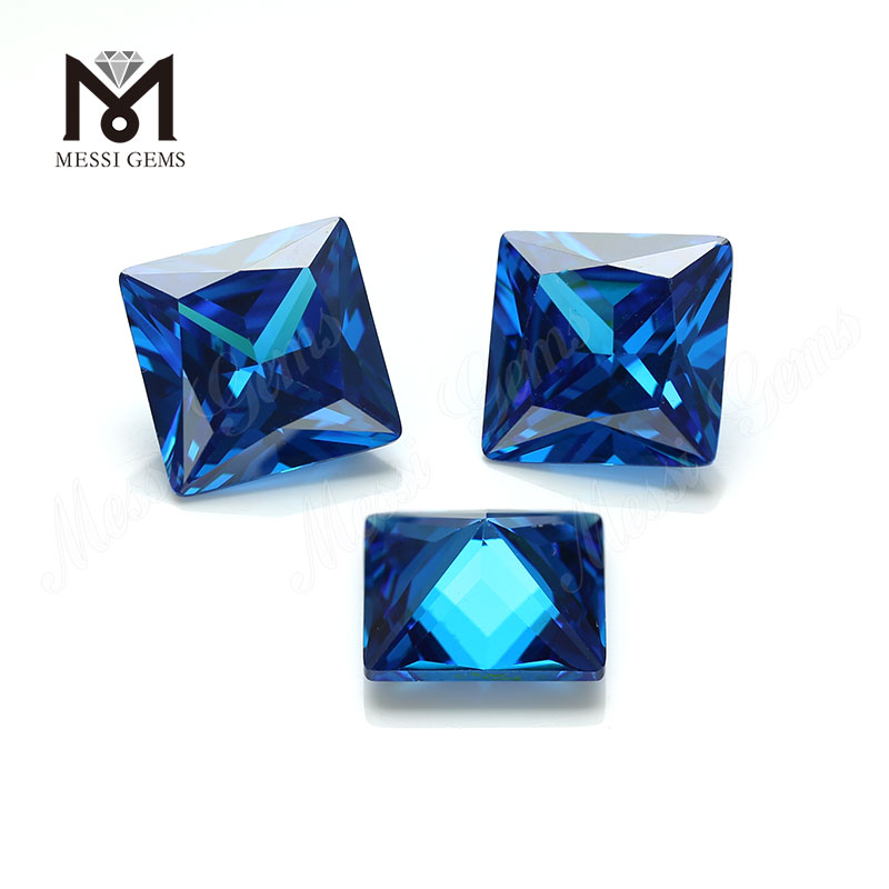 High Quality square Shape 12*12mm Blue topaz CZ Cubic Zirconia Stone Price 