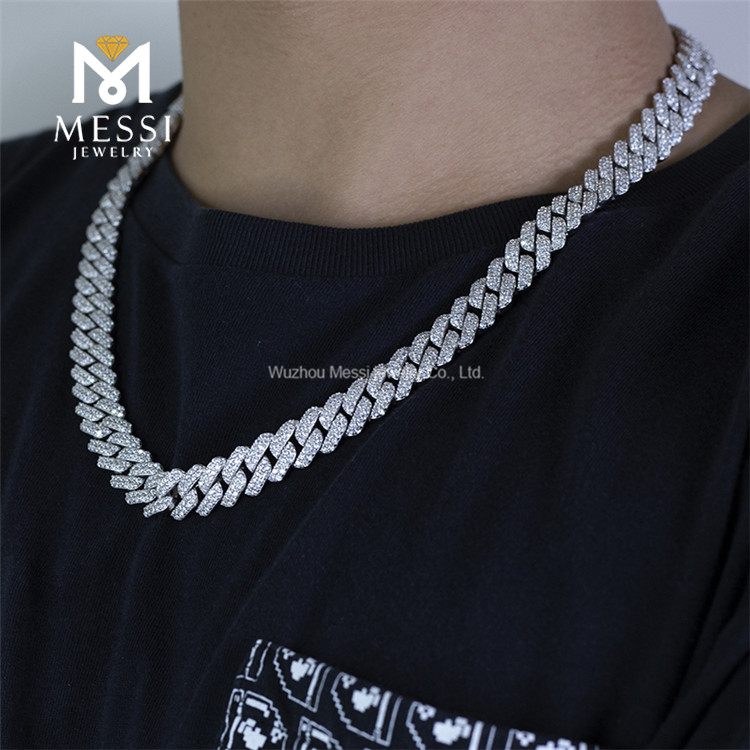 Hip hop Jewelry Moissanite Cuban Necklace Ice Out Moissanite Cuban Link Chain