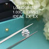 1.03 carat D VS1 IDEAL EX EX Round human made diamonds