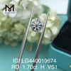 1.70 carat H VS1 IDEAL Round lab grown diamond cost per carat