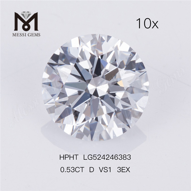 0.53 Carat D VS1 3EX Loose Round Lab Grown Diamond Factory Price