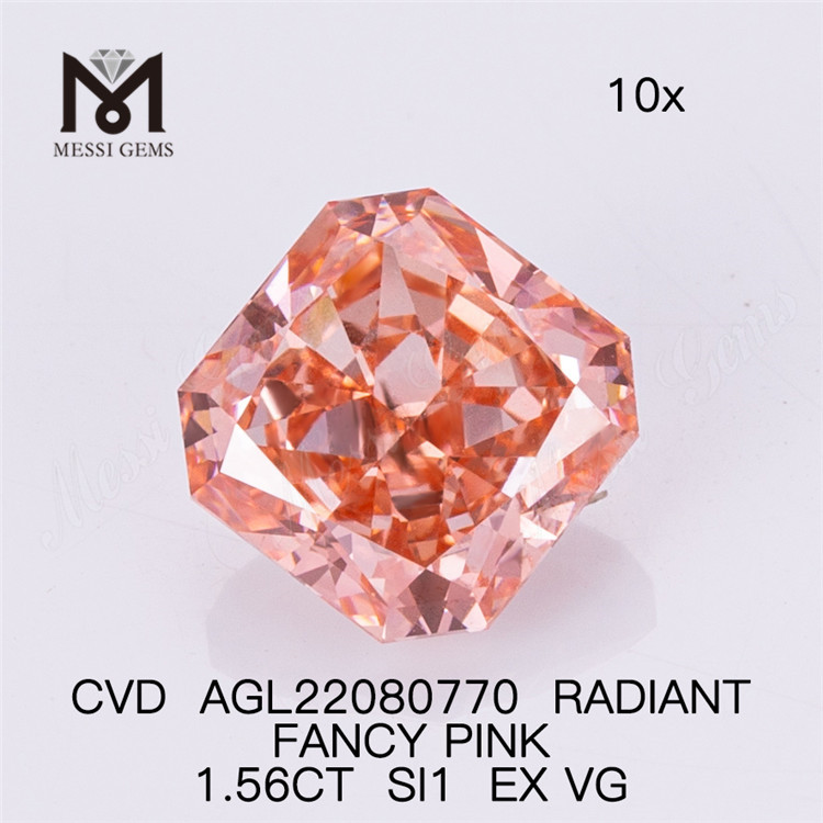 1.56CT FANCY SI1 EX VG CVD RADIANT cut synthetic pink diamond AGL22080770 