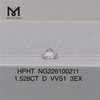 1.528 carat D VVS1 3EX Round cut lab grown diamonds manufacturer price on sale