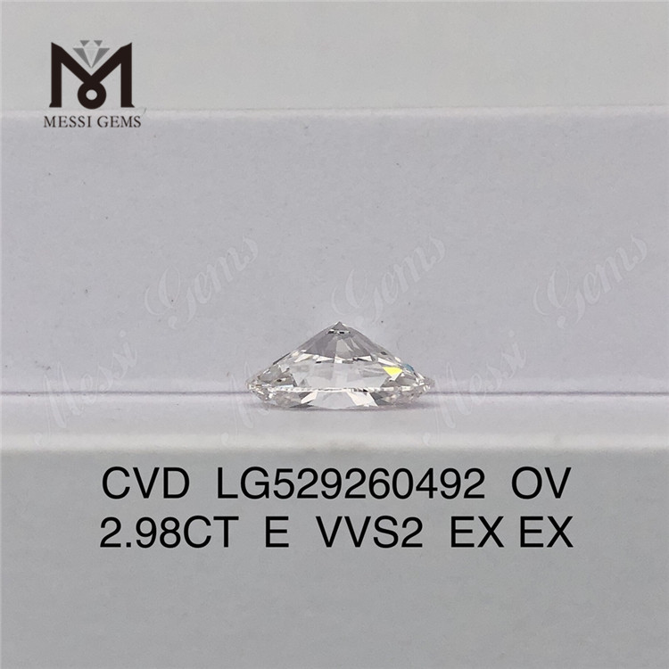 2.98ct E colour cvd diamond oval vvs loose lab grown diamonds IGI