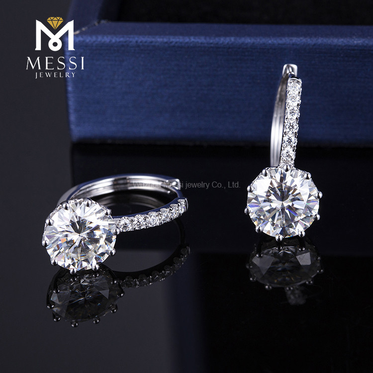 AU750 Gold Round moissanite diamond white gold fashion wedding earring