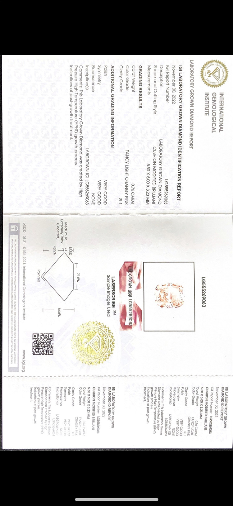 0.76ct pink lab grown diamonds manufacturer 