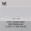3.13CT RECTANGULAR loose synthetic diamonds H cvd vs2 Lab Diamond IGI