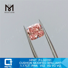 1.17CT CUSHION PINK VS2 3VG HPHT lab grown diamond P-LG0781 