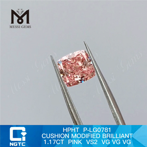 1.17CT CUSHION PINK VS2 3VG HPHT lab grown diamond P-LG0781 