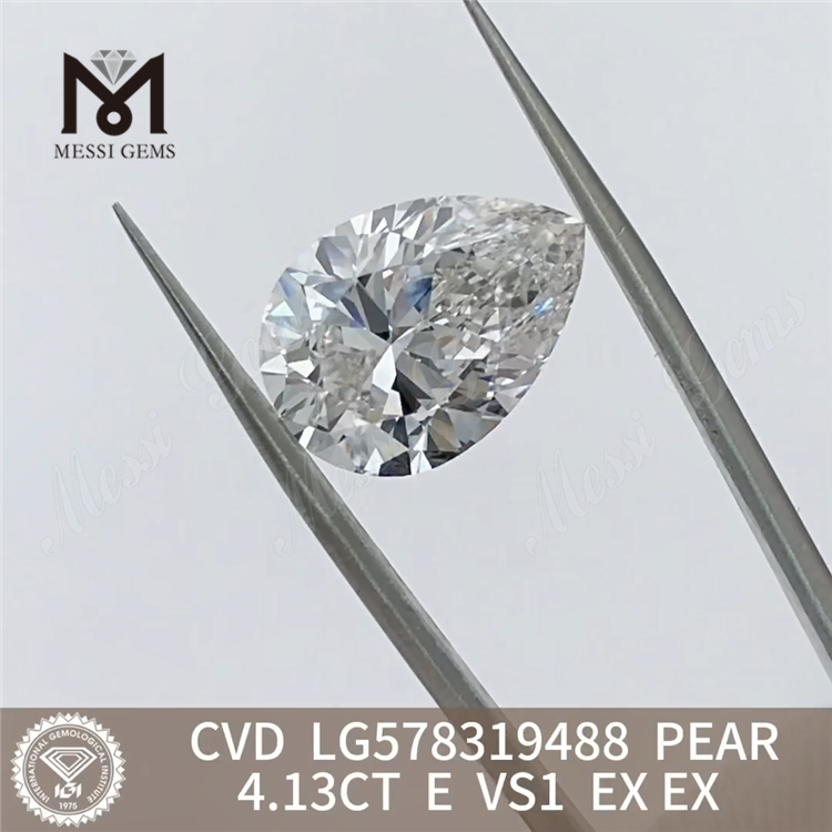 4.13CT E VS1 EX EX loose lab grown diamonds CVD LG578319488 PEAR for sale