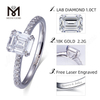 18k Gold 2.2G Gold Weight 1ct Emerald Lab Diamond Ring