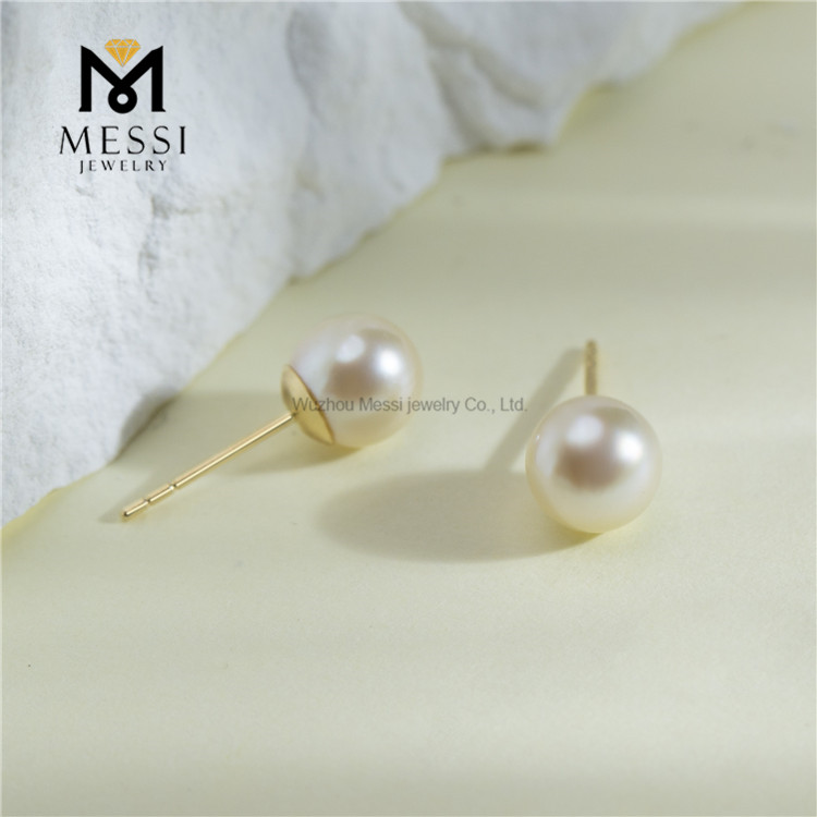 Gold de 18k 4-5 mm Elegantes Pendientes de perlas de novia para bodas