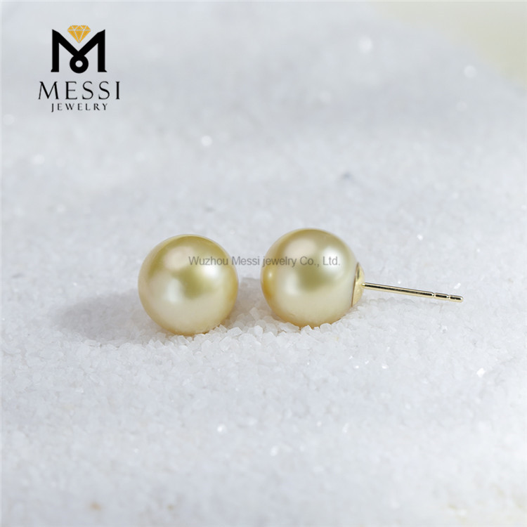 9-10mm Luxury & Unique Jewelry 18k Designer Golden South Seas Pearl Earrings