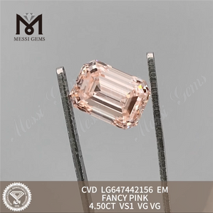 4.50CT EM FANCY PINK VS1 CVD emerald cut fabricated diamonds LG647442156
