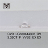3.32CT OV F Oval Fabricated Diamonds VVS2 EX EX CVD Diamond LG630444302 