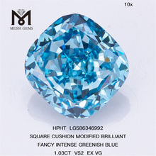 1.03CT VS2 EX VG FANCY INTENSE GREENISH BLUE Cushion Lab Grown Diamond Price