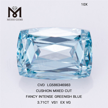 3.71CT VS1 EX VG CU MIX Cut Lab Grown Blue Diamond FANCY INTENSE GREENISH BLUE CVD LG586346983 