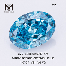 1.07CT VS1 VG VG OV FANCY INTENSE GREENISH Blue Oval Diamond CVD LG586346987