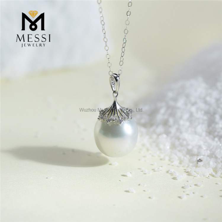 10-12mm Elegant S925 Silver Seawater White pearl necklace