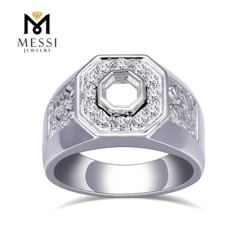 Lettering Design 14k White Gold 8.1g Lab Diamond Wedding Bands for Him - The Beginning of Forever