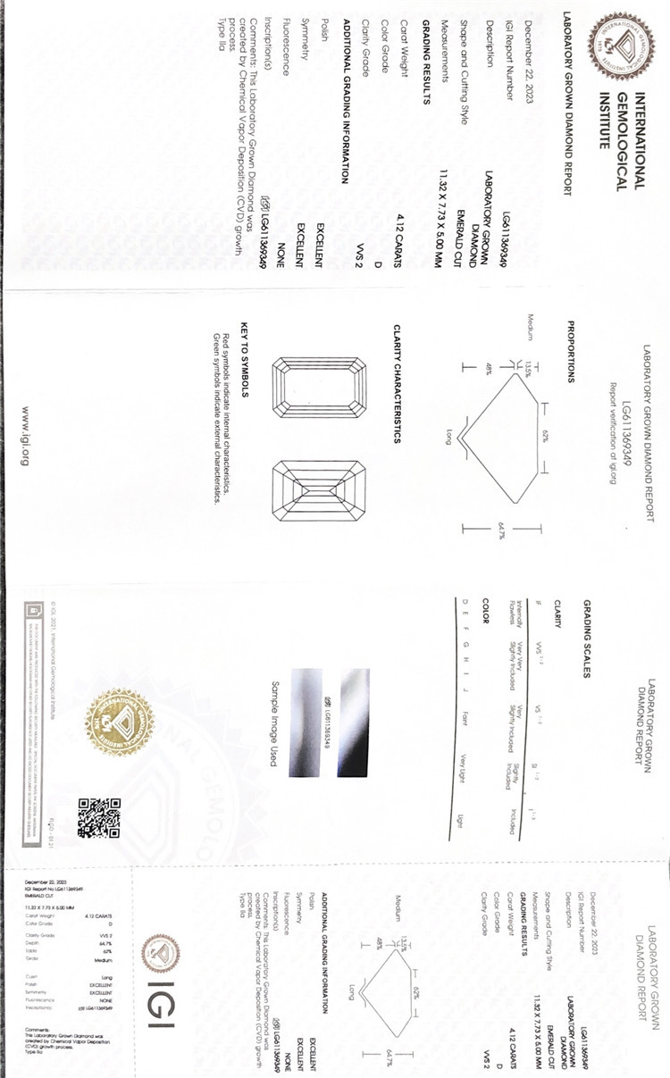 4ct em igi lab fabricated diamonds