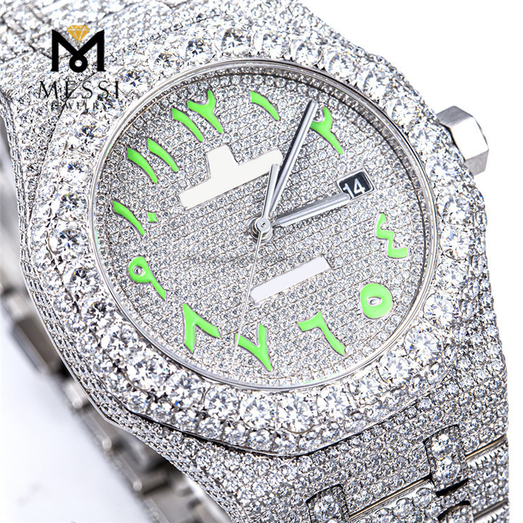 Luxury & Sparkling Moissanite Iced Out Watch Special Text Mars