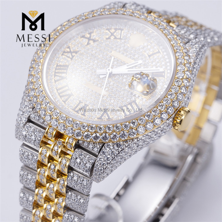 Custom Iced Out VVS Moissanite Watch Certified Moissanite Diamond Hip Hop Watch Pass Tester