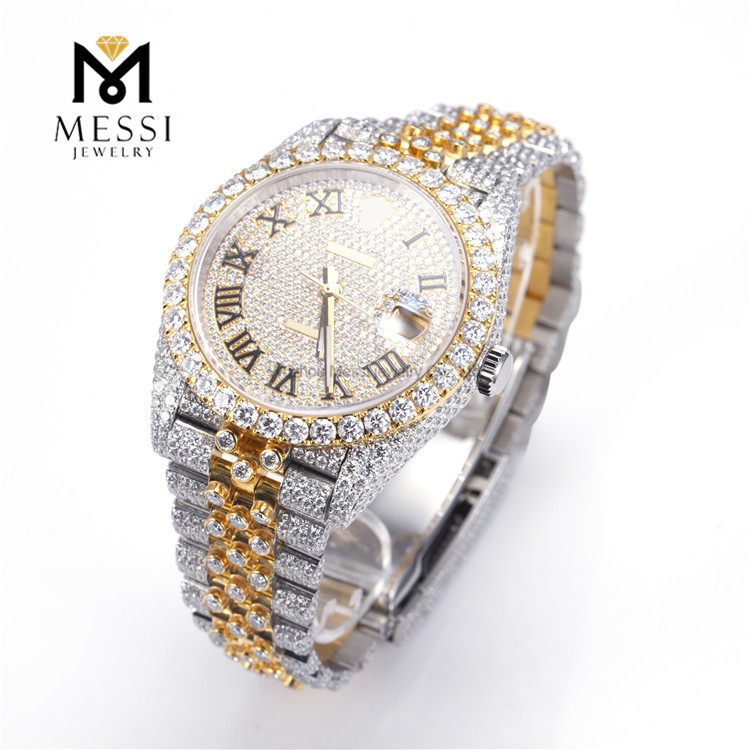 Luxury Hip Hop Moissanite Diamond Men\'s Watch Iced Out VVS Moissanite