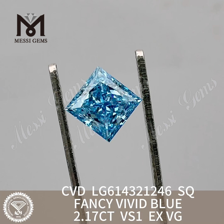2.17CT SQ FANCY VIVID BLUE lab engineered diamonds VS1 LG614321246丨Messigems