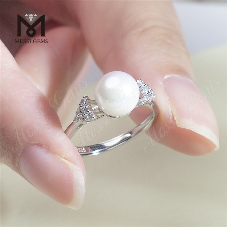 8-8.5mm akoya Beautiful Pearl Silver Rings for Sale