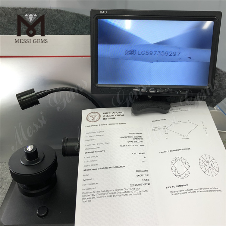 4.27ct d vs1 ex ex diamanti OV di alta qualità CVD per acquirenti all'ingrosso di massa CVD LG597359297 丨 Messigems